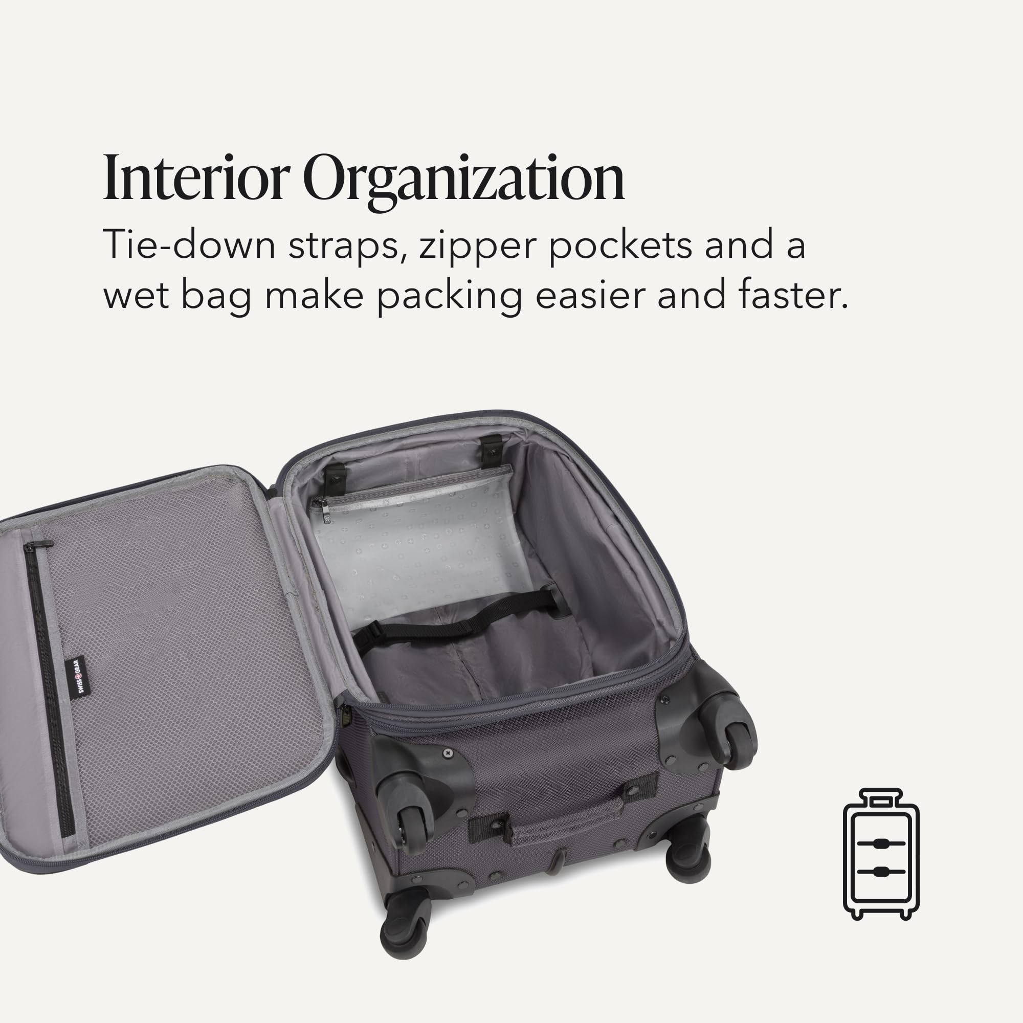 SWISSGEAR Sion 2-Piece Travel Set, Softside Expandable Carry-On Spinner Bundled with 1900 ScanSmart 17" Laptop Backpack with RFID Blocking & Tech Organization, Dark Grey view 7
