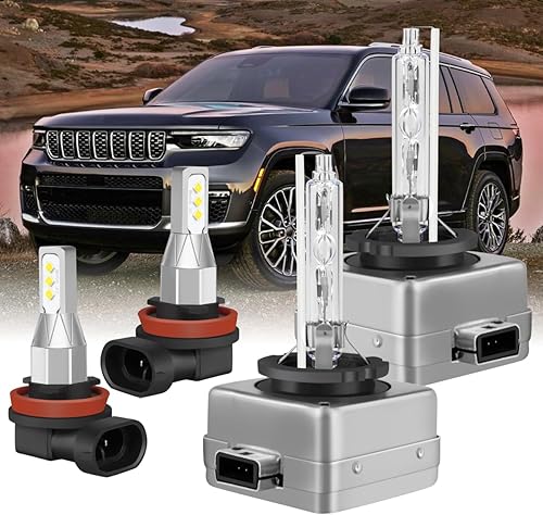 Miniatura 1 de Compatible con bombillas para faros delanteros Jeep Grand Cherokee 2014-2018, faros delanteros D3S HiLo HID mejorados + bombillas antiniebla H11,