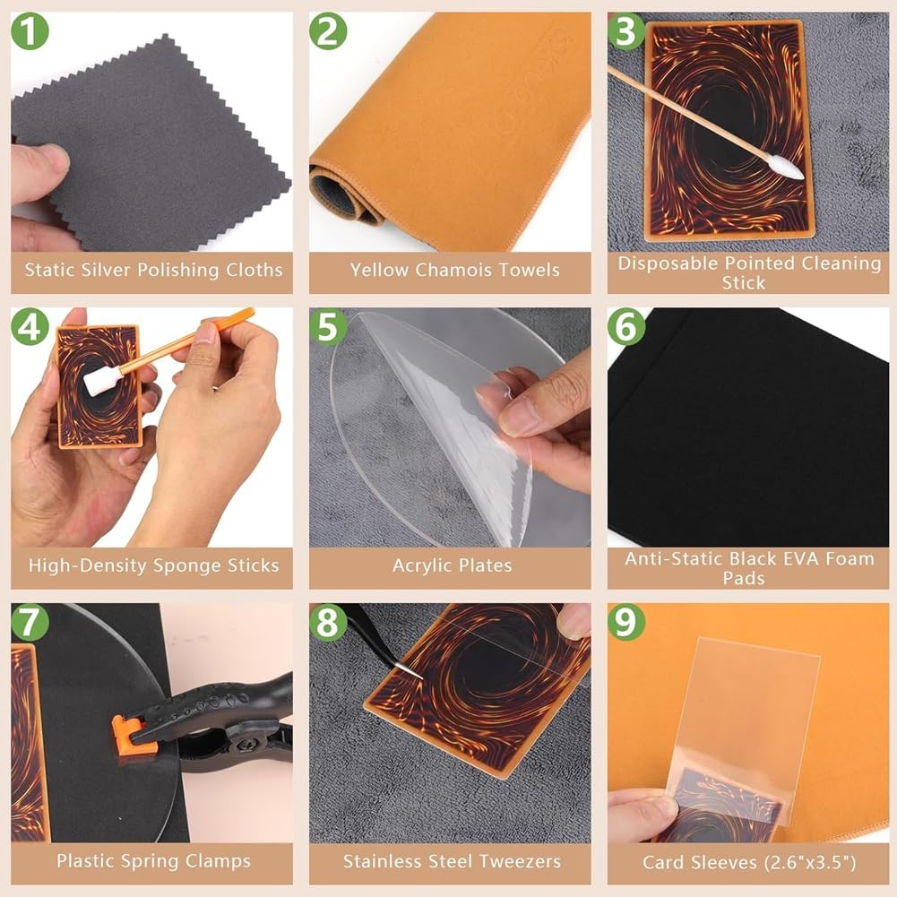 Kit per La Pulizia Delle Carte, Kit per La Pulizia Delle Carte Collezionabili e Kit per L'Appiattimento Delle Carte Sportive, Strumento per La Cura e La Riparazione per Collezionisti di Cart