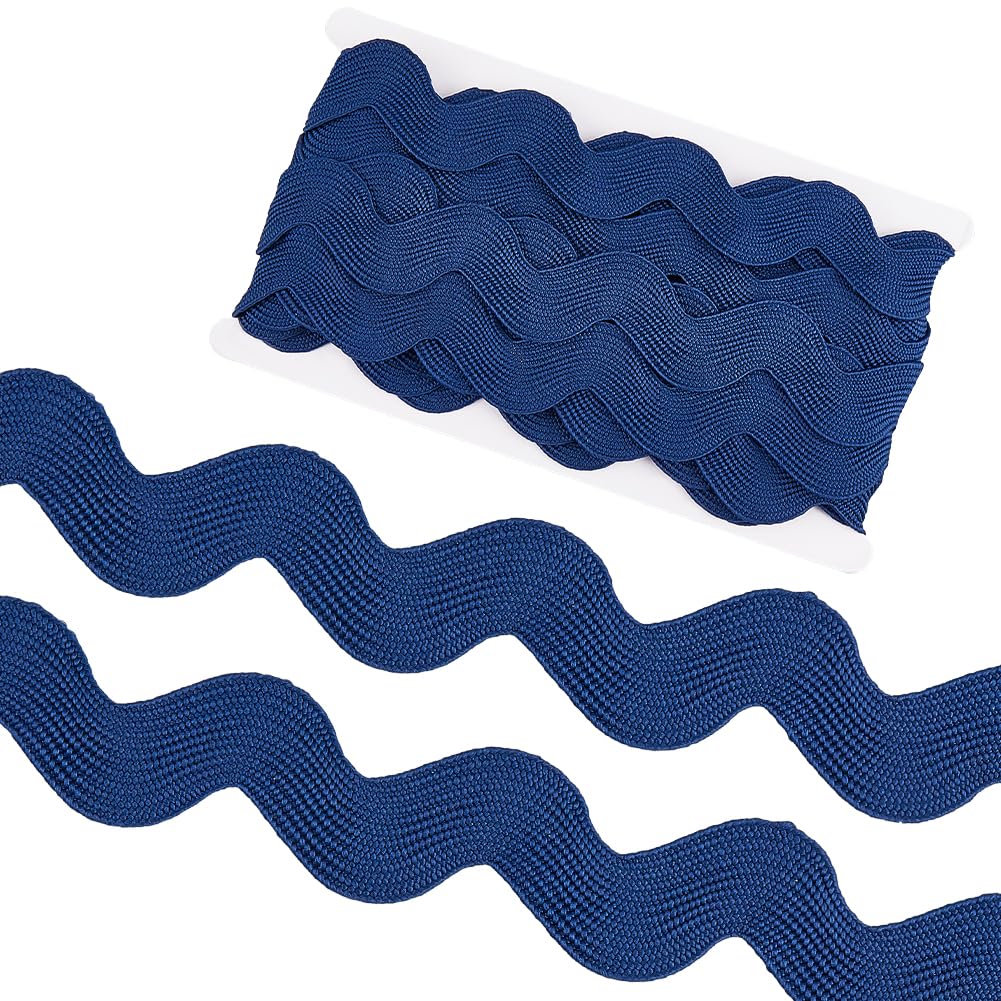 GORGECRAFT10 Yard 1.58 Inch Jumbo RIC Rac Trim Rick Rack Wave Bending Fringe Lace Trimming Ribbon Large Sewing Braided Woven Fabric for Crafts Wrapping Wedding Cloth(Prussian Blue)