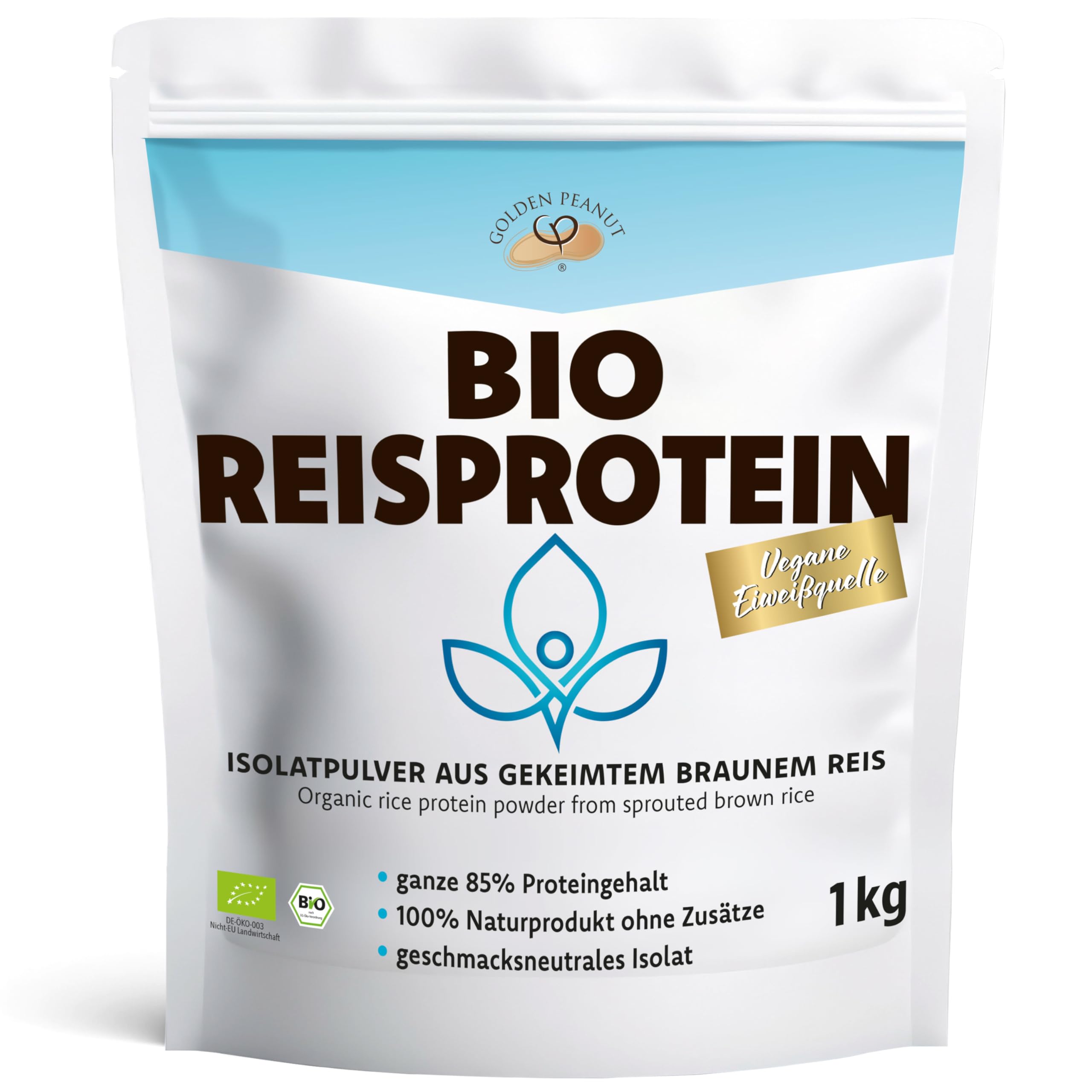 Sportline Bio Reisprotein 1 kg, 85% hoher Eiweiß Gehalt, pflanzliches Protein pur aus braunem Reis gekeimt