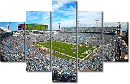 Vista 102 de Cuadros de estadios deportivos de fútbol americano de Minnesota, cuadros de vikingos, 5 paneles, lienzo para pared, arte de pared del estadio