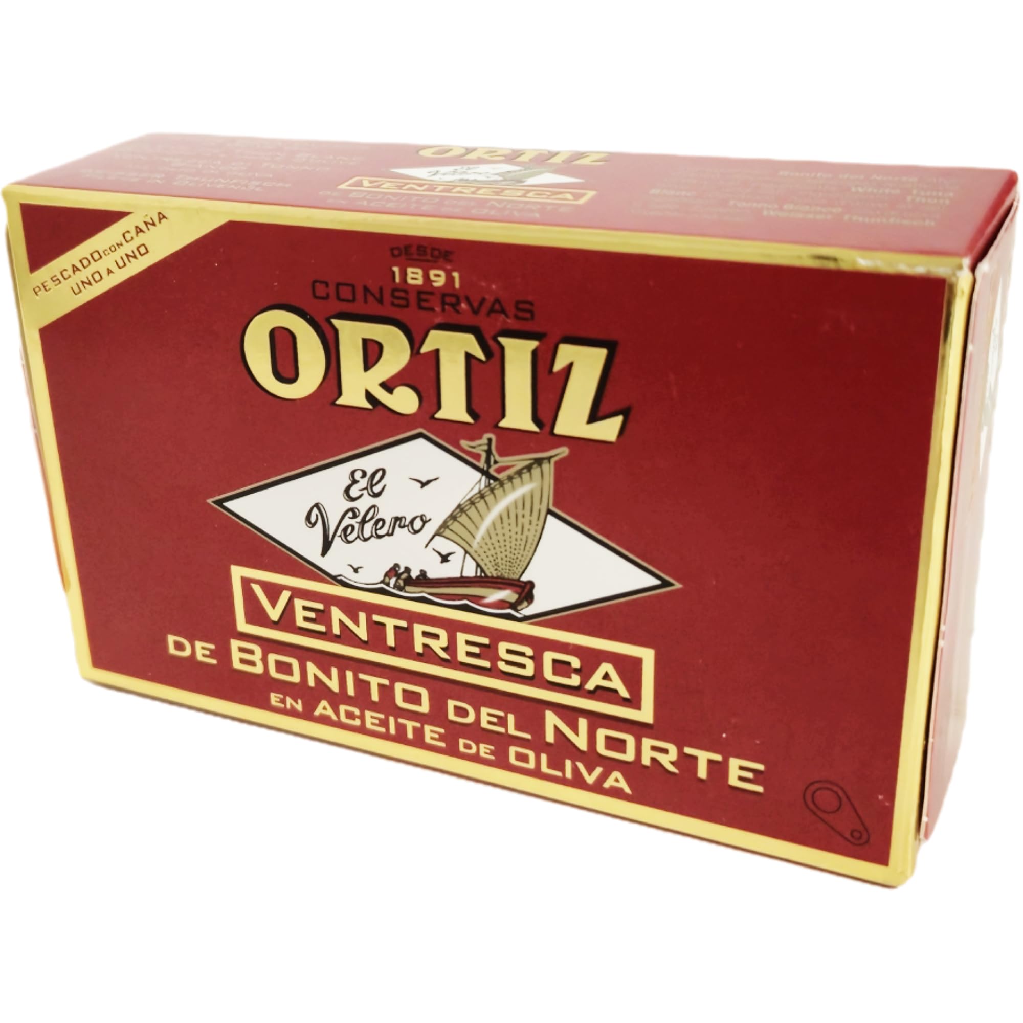 usy Bundle für Conservas Ortiz Ventresca de Bonito del Norte, weißer Thunfischbauch in Olivenöl 3er Pack (3x110g Dose) + usy Block