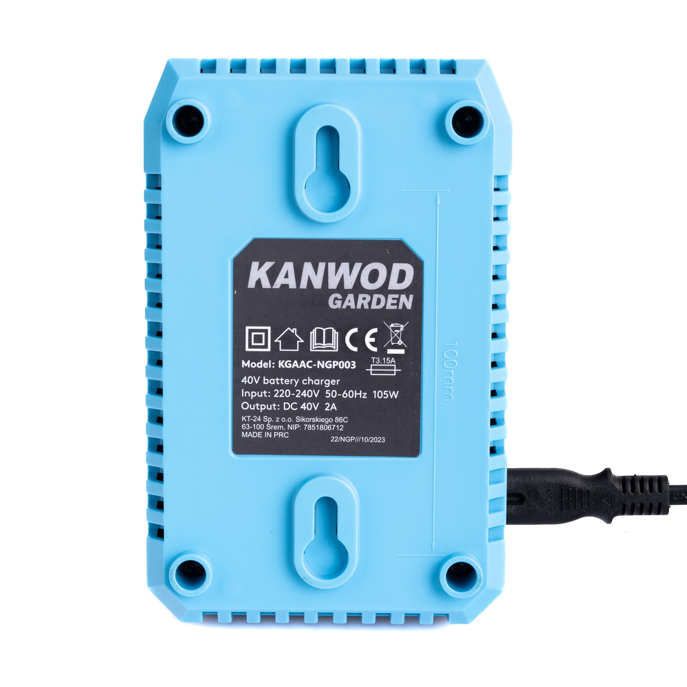 Kanwod Schnellladegerät 2 A für Gartengerätebatterien 40 V, 4 Ah und 2 Ah, Geeignet für kabellose Kanwod Rasenmäher, Heckenscheren und Rasentrimmer, Schnellladung