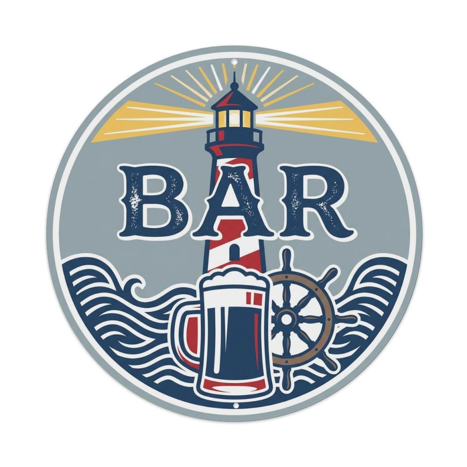 BAR Vintage Lighthouse Ornament Metal Tin Sign Plaque