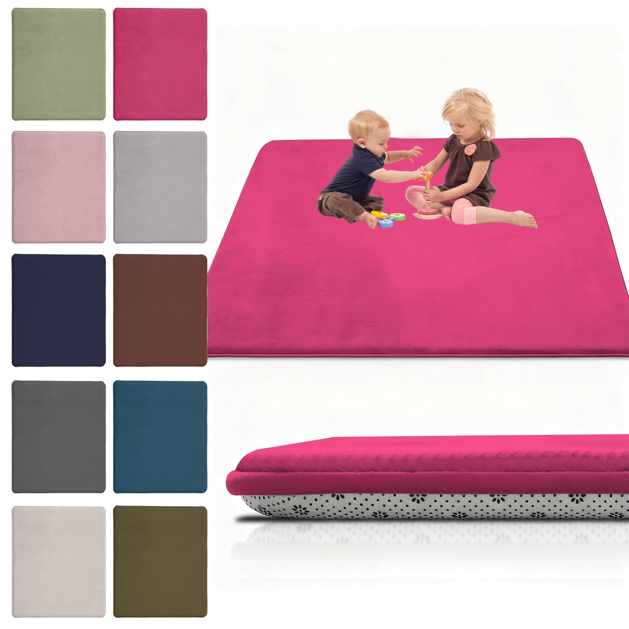 Coral Velvet Baby Play Mat, 180 x 250 cm Nursery Light Babies Mats for Floor Play with Non-slip Backing, 2CM Thick Baby Crawling Mat Nursery Rug for Crawling & Playing for Bedroom, Kids Room