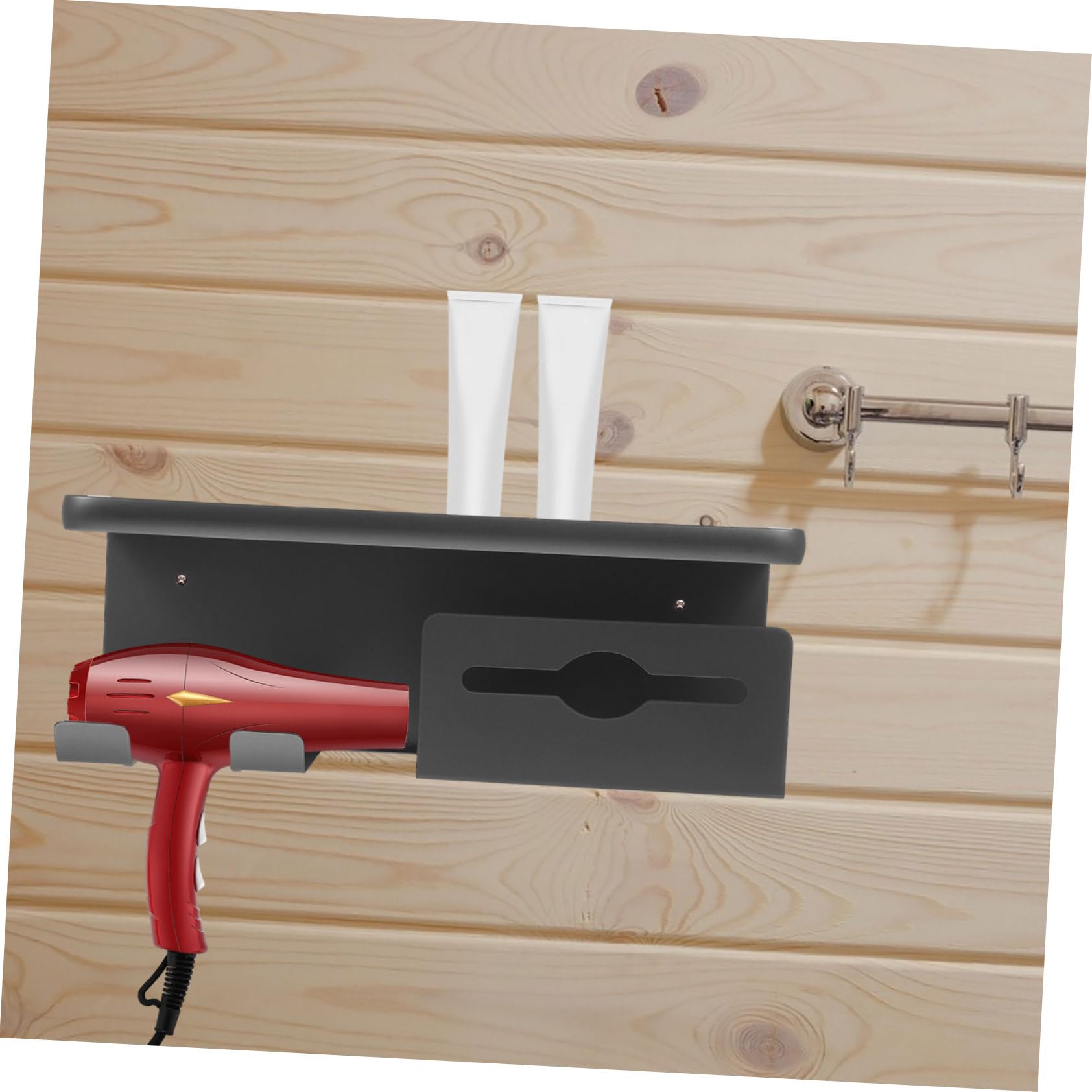 STOBAZA Soporte De Secador De Pelo Pared Organizador De Estante De Almacenamiento para Secador De Pelo y Alisador Diseño y Gun De Limpiar y Ahorrador De