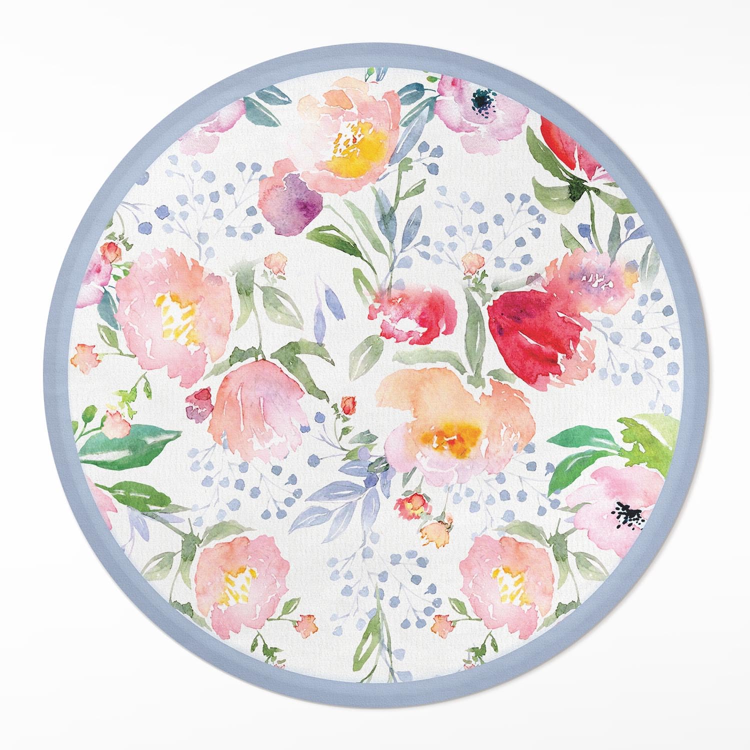 Tapis vinyle cuisine rond PVC deco interieur de salon chambre resistant durable fleurs