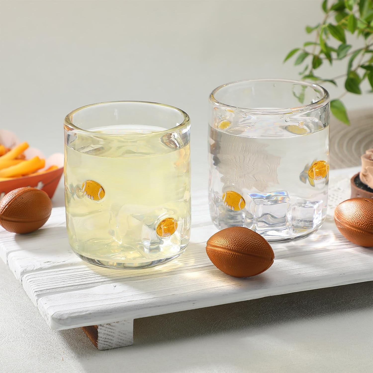 Icon Juice Glasses, 14oz Stemless Wine Drinking Juice Glass Cup for Valentine Party Supplies Gift(2 Pcs,Football) - Image 2