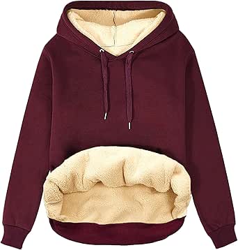 TOMEEK Sweat à Capuche pour Femme Surdimensionné à Hiver Chaud et épais Sweatshirt Hoodie Décontracté Sherpa Doublé Pull Polaire Femme avec Poches à Cordon