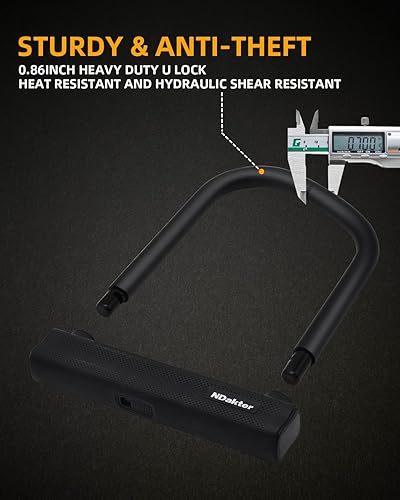 Miniatura 5 de NDakter Candados de bicicleta resistentes antirrobo de 0.709 in de grosor, cerradura en U para motocicleta con cadena de 4 pies x 0.236 in para