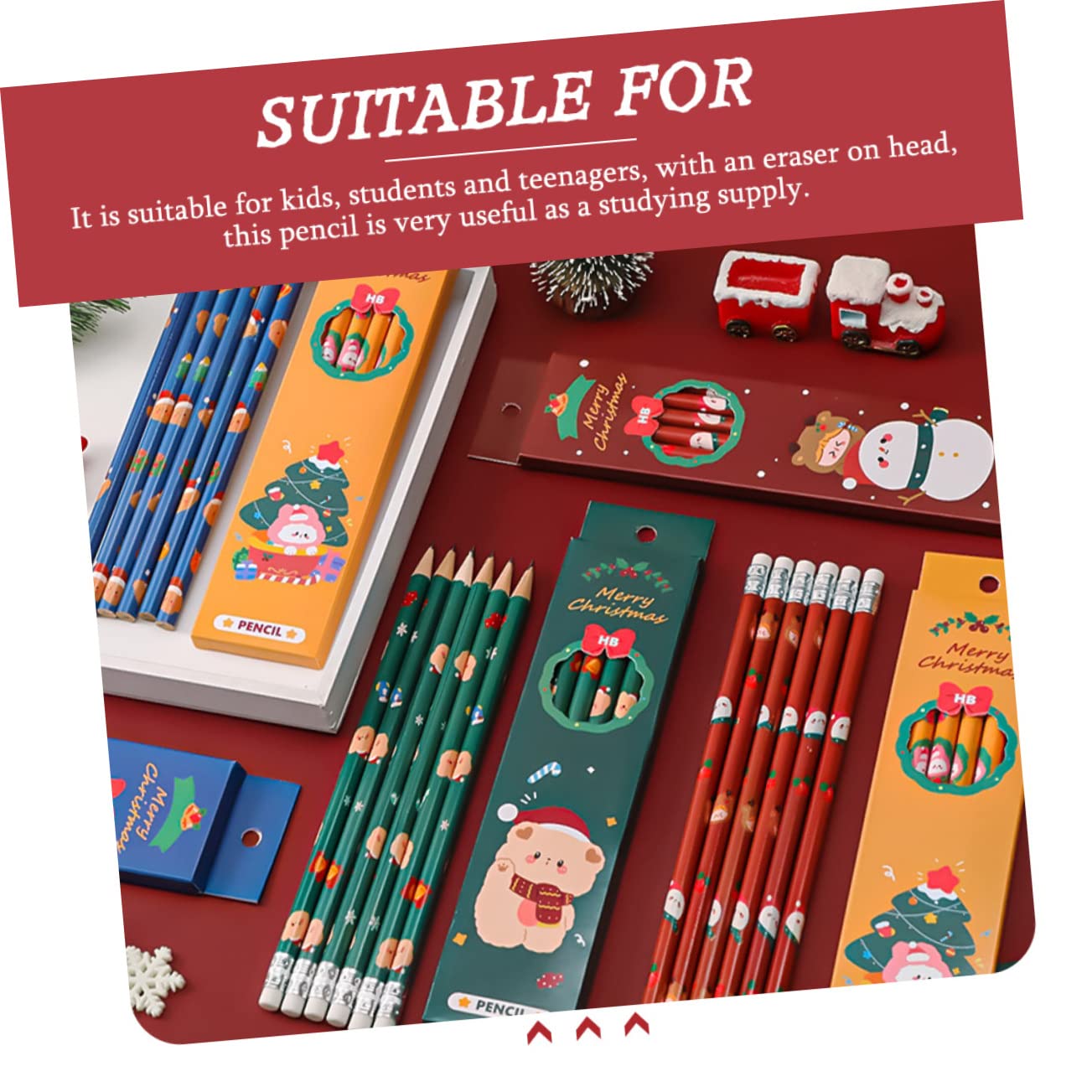 NUOBESTY 5 Ensembles Crayon De Noël Crayons De Ménage Caoutchoucs Quatre Crayon D'école Tableau Taille-crayons Pour L'école Crayons Pour Noël Plus Net Recharge Graphite Pièces * 5