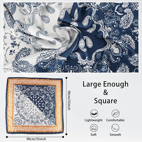 Lot De 10 Écharpes Carrées En Soie Pour Femmes 50x50cm - Foulard Tête, Bandeau Cheveux Multifonctionnel Imprimé