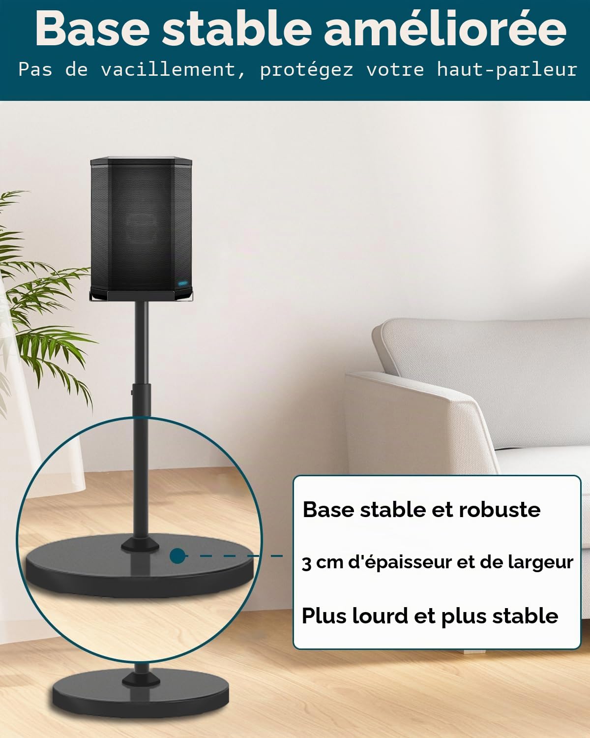 Support réglable en hauteur pour Bose S1 Pro/S1 Pro Plus/S1 Pro + support de sol, support d'enceintes, réglable en hauteur de 114 à 137 cm, pour haut-parleurs jusqu'à 9 kg, pour Bose S1 Pro