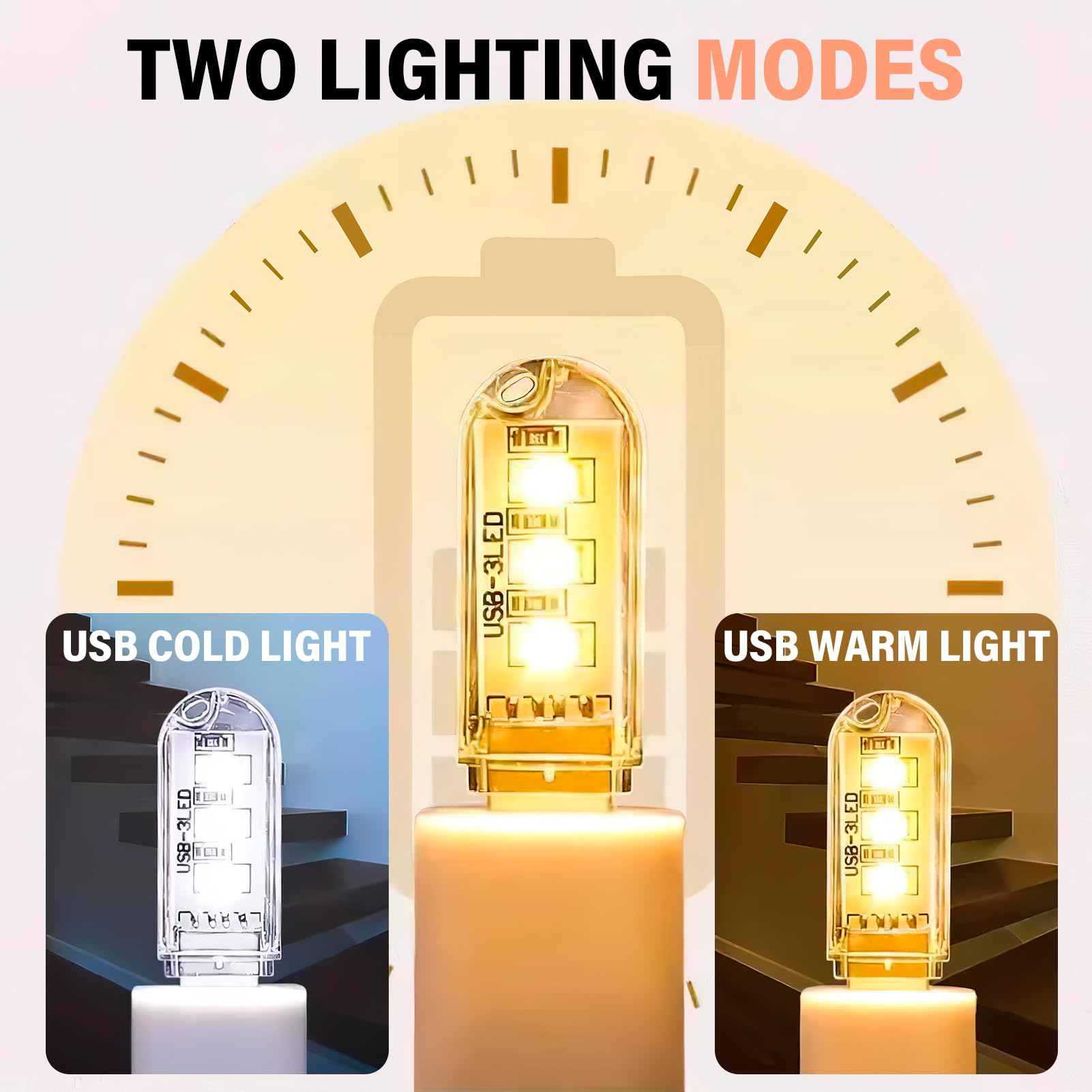 4 Pezzi Lampada LED USB Portatile, Luce da Tastiera per PC e Computer, Lampada USB per PC, Luce USB Portatile, Lampada da Lettura Regolabile con Luci Bianche e Gialle, per Ufficio e Casa