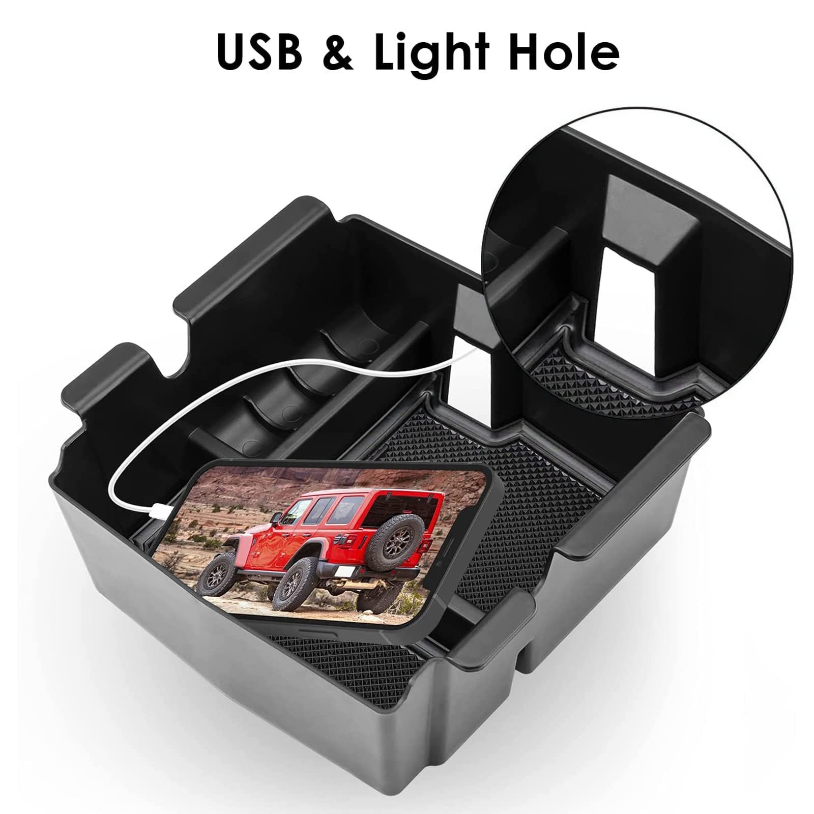 Center Console Organizer Tray Compatible with Jeep Wrangler JL 2018 2019 2020 2021/JLU and Jeep
