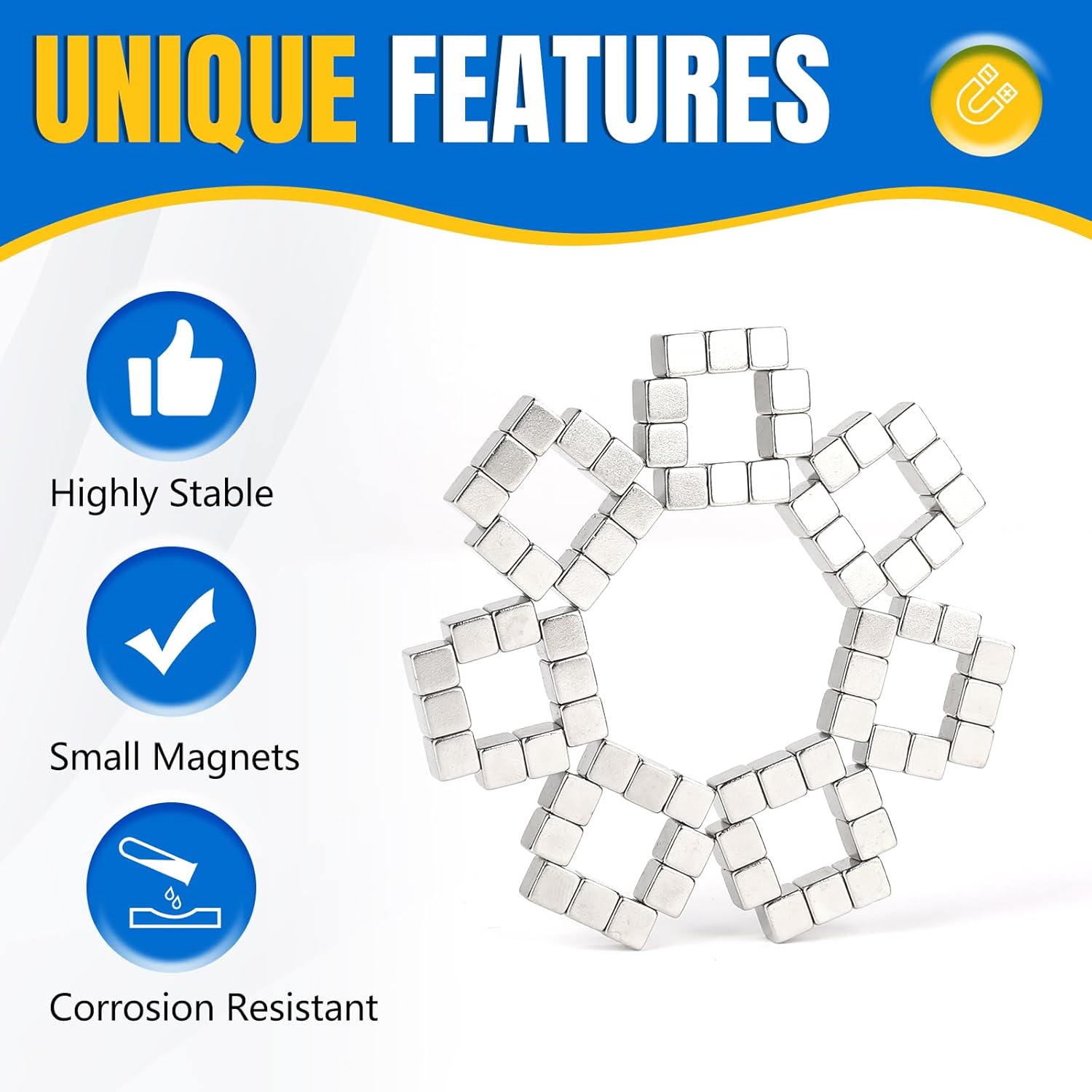 LOVIMAG Cube Magnets for Fridge 120pcs, Small Refrigerator Magnets for Whiteboard, Science, Crafts, DIY, Office and Locker Accessories -0.31x0.31x0.31inch