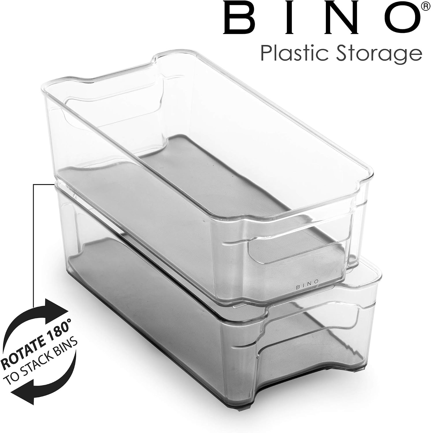 BINO Stackable Plastic Organizer Storage Bins, Medium - 2 Pack - Pantry Organization and Storage Refrigerator Organizer Bins Fridge Organizer Freezer Organizer Pantry Organizer Pantry Storage