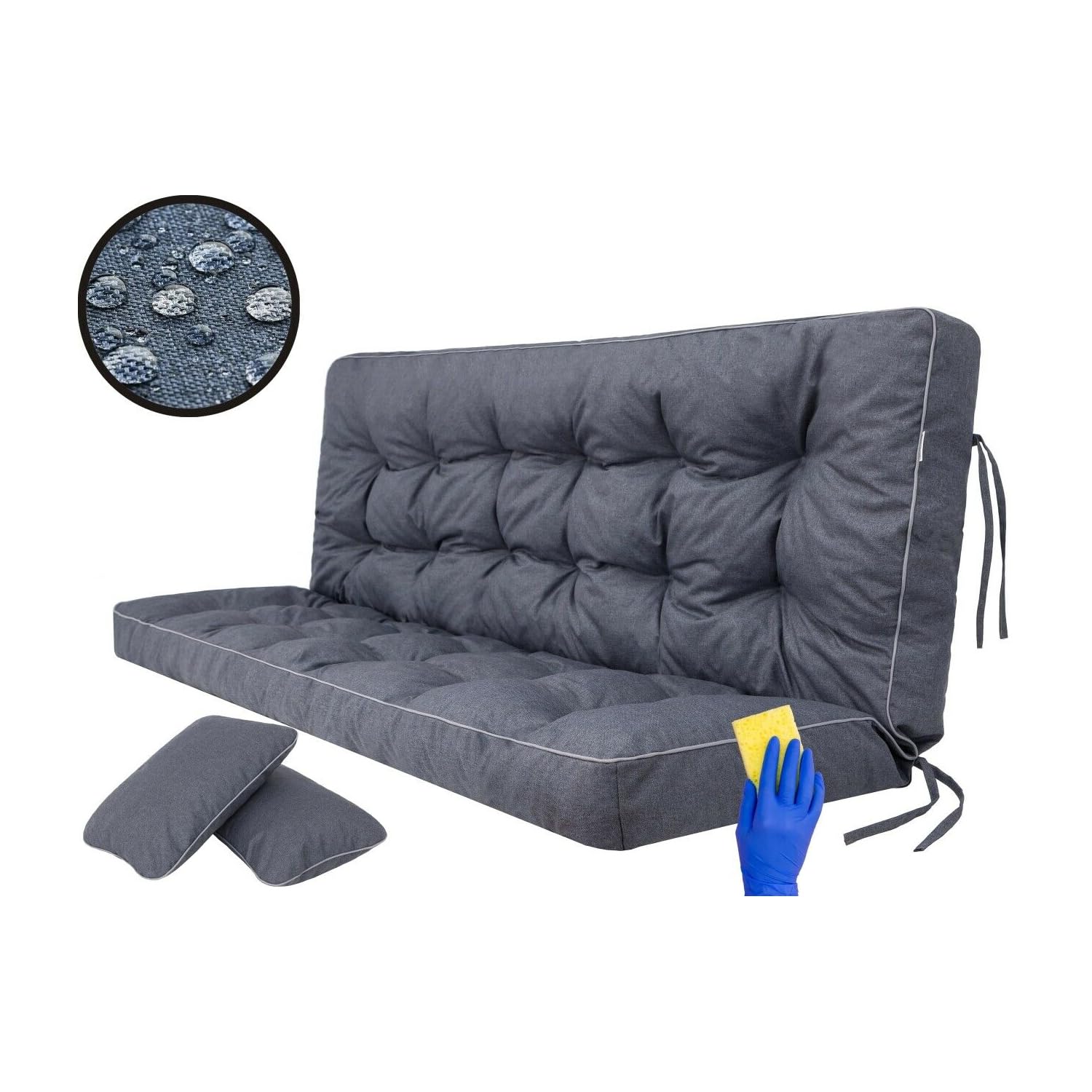 Kissen für Hollywoodschaukel und Gartenbank Gartenkissen Gartenbankauflage Bankauflage Bankkissen Garten Gartenmöbel Schaukelkissen (120 cm, Navyblau)