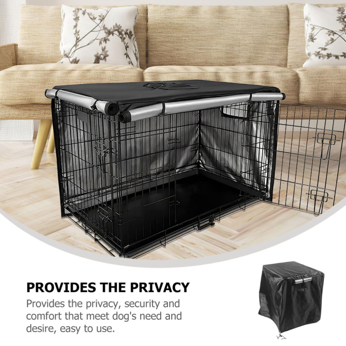 Copertura per Gabbia Cane Oxford Nero, Resistente al Vento e Facile da Montare e Smontare, Protezione Durevole per Kennel e Trasportini