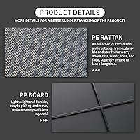 Vista 5 de Rattaner Mesa de centro para patio con almacenamiento de mimbre para exteriores y mesa auxiliar de mimbre para todo tipo de clima con cubierta Negro