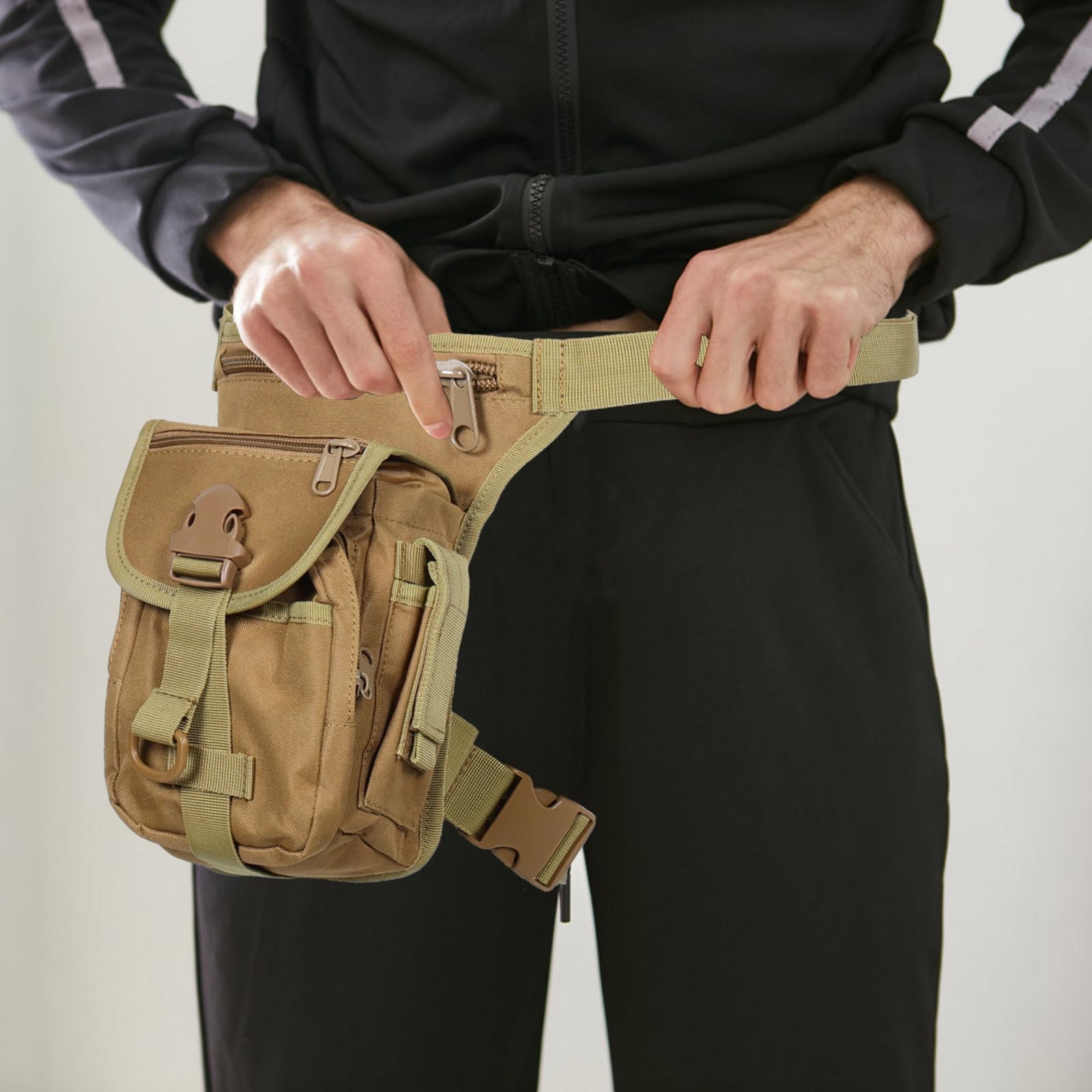 Riñonera para el Muslo: Bolsa para Pierna para Hombres y Mujeres - Bolsa para el Tanque de Motocicleta con Correa - Riñonera para Carreras, Ciclismo, equitación, Senderismo, Camping, Color