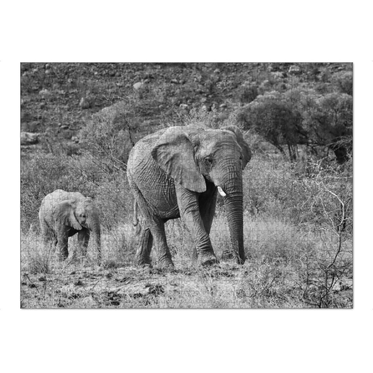 artboxONE-Puzzle XXL (1500 Teile) Natur Elefanten Mutter mit Kind - Puzzle Elefant dickhäuter Elefant