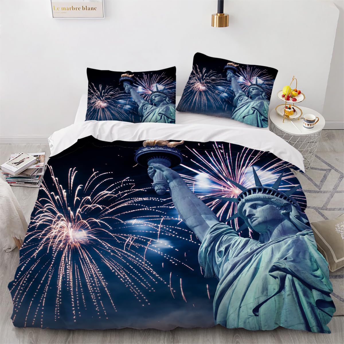 Housse de couette fermeture éclair 240x260 parure de lit New York facile à laver
