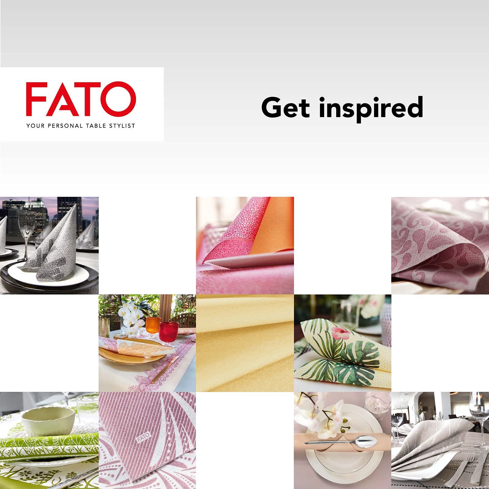 Fato, Tovaglioli in Carta a secco, Airlaid, Effetto Tessuto, Confezione da 100 tovaglioli, Formato 40x40 piegato in 4, Decoro Boulevard