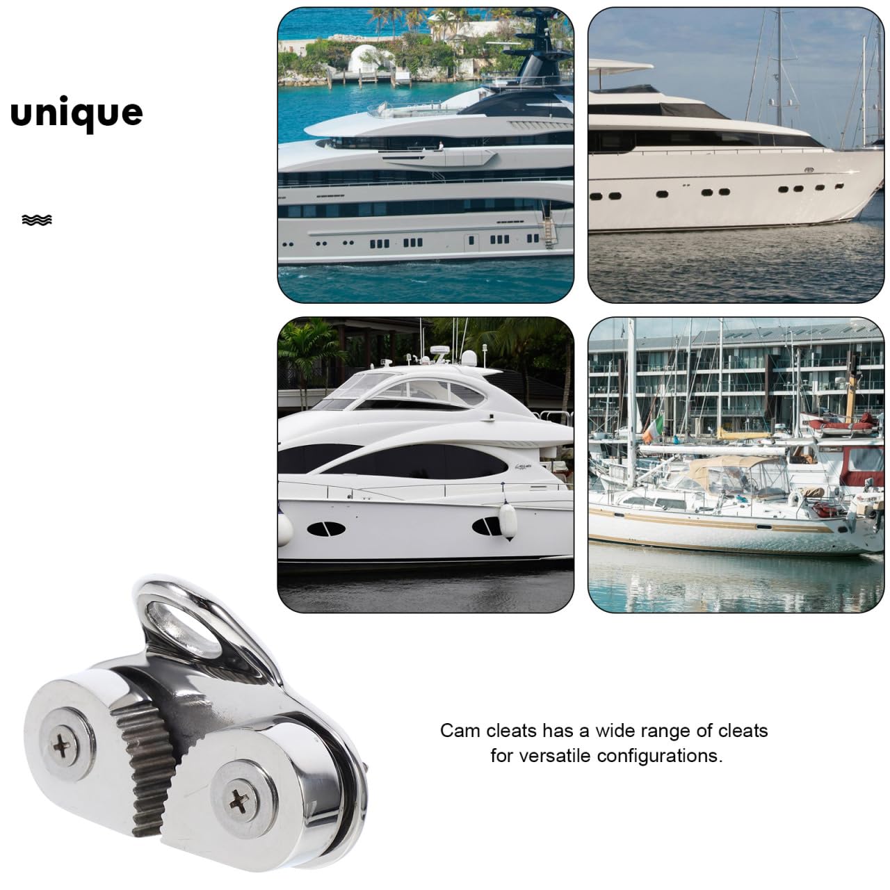 ABOOFAN Taquet avec Came Automatique Bateau en Acier Inoxydable 316 Crampon de Blocage Puissant Résistant la Corrosion pour Corde sur Canoë et Voile