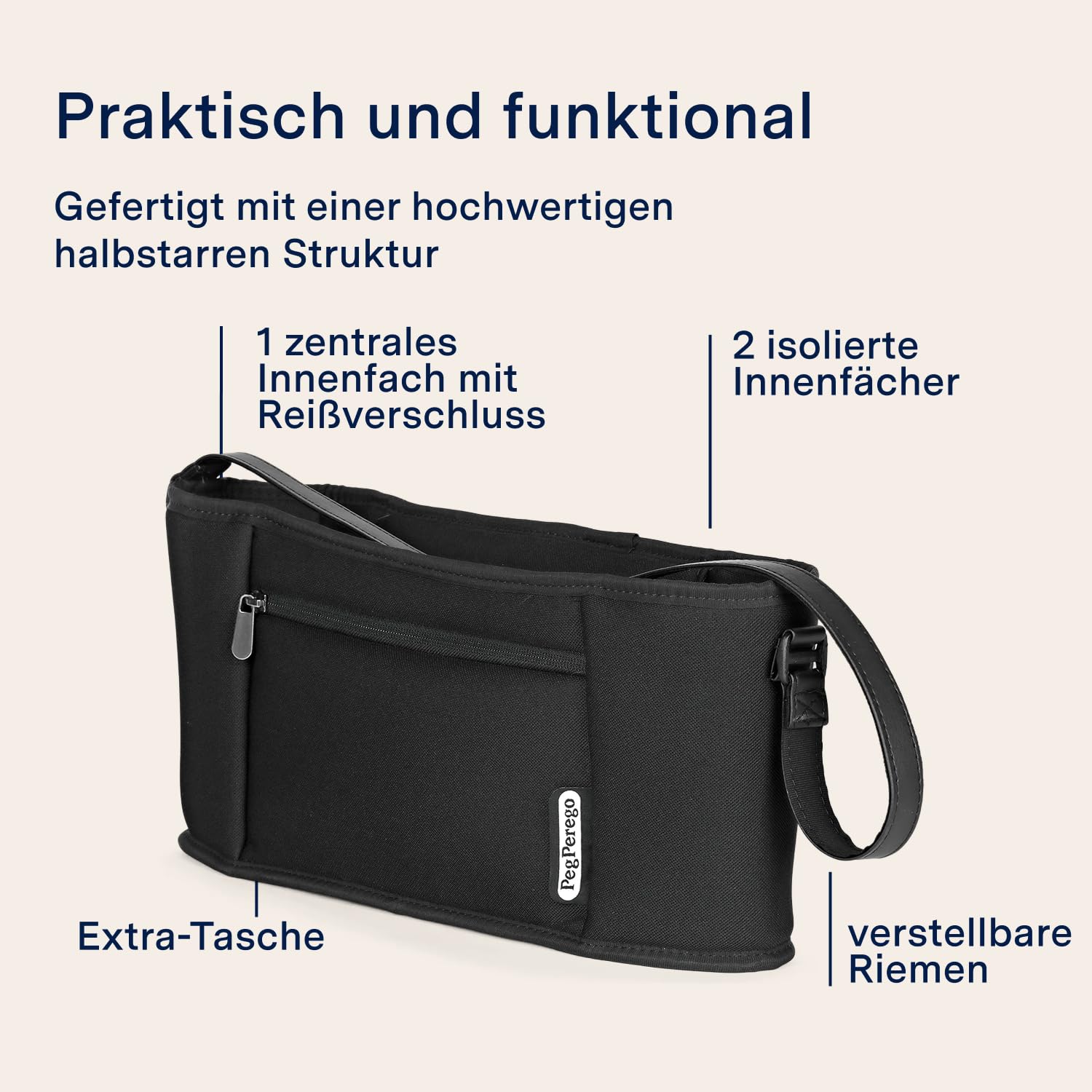 PEG Organizer - Kinderwagen-Organizer mit Schultergurt - Kompatibel mit Peg Perego Buggys