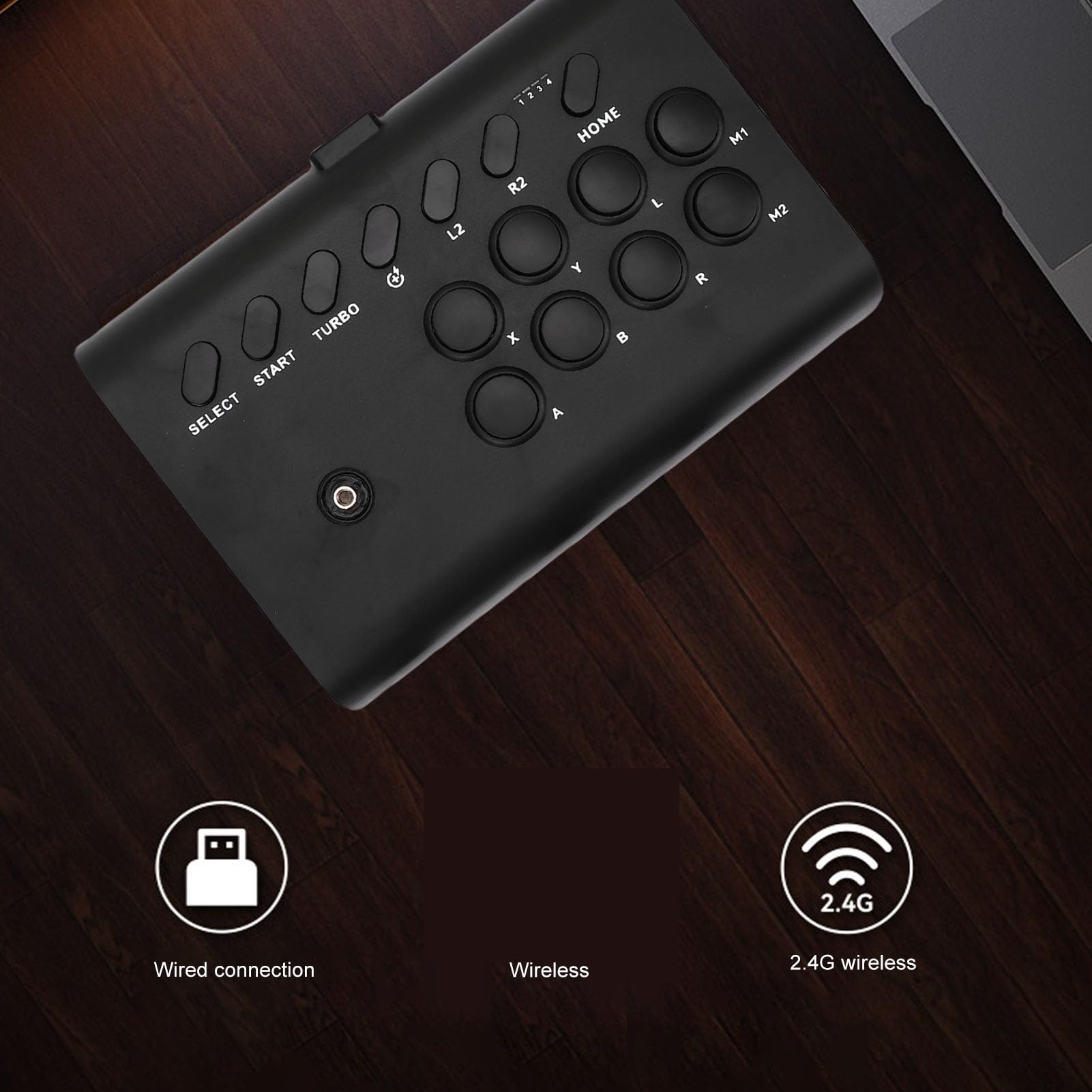 GOWENIC Console di Gioco Wireless Joystick da Combattimento Controller Universale per PC IOS, Stick retrò con Supporto per Telefono con Batteria da 600 MAh,