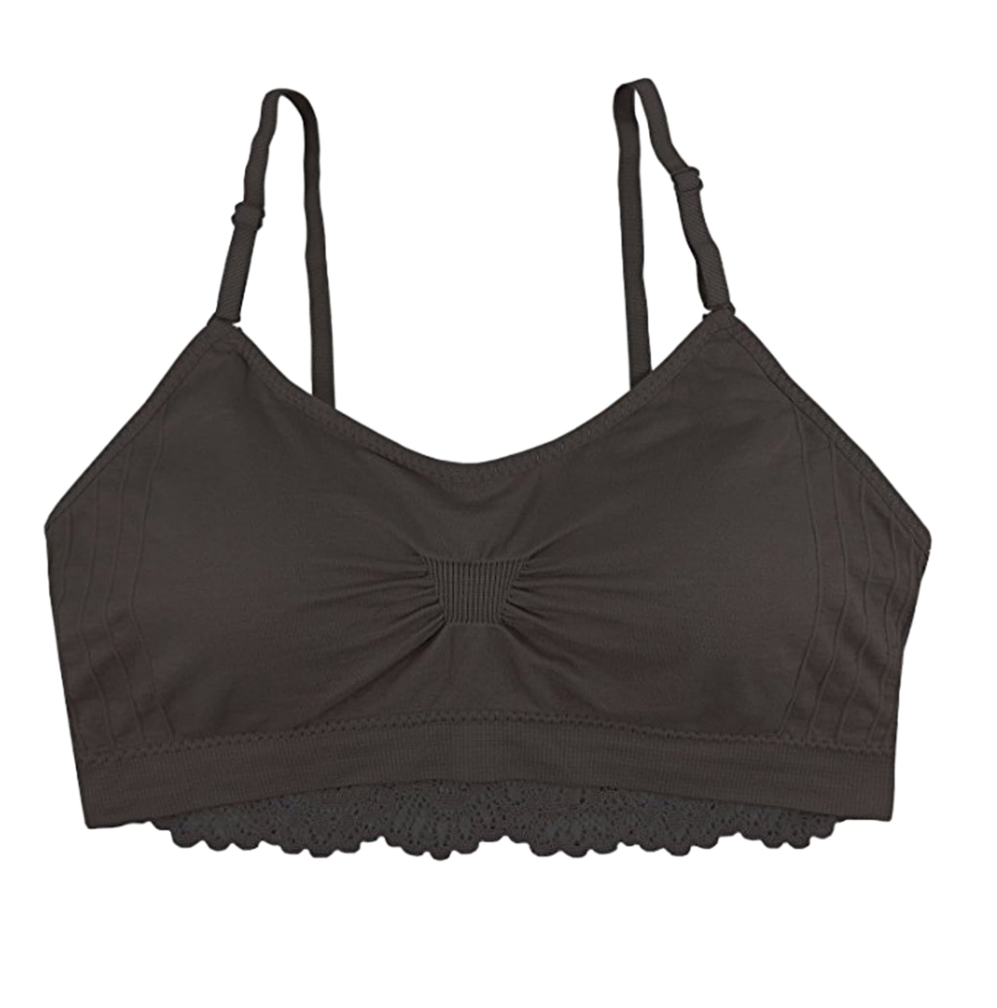 Seamless Lace Back Scoopneck Bra (Black) Full Size