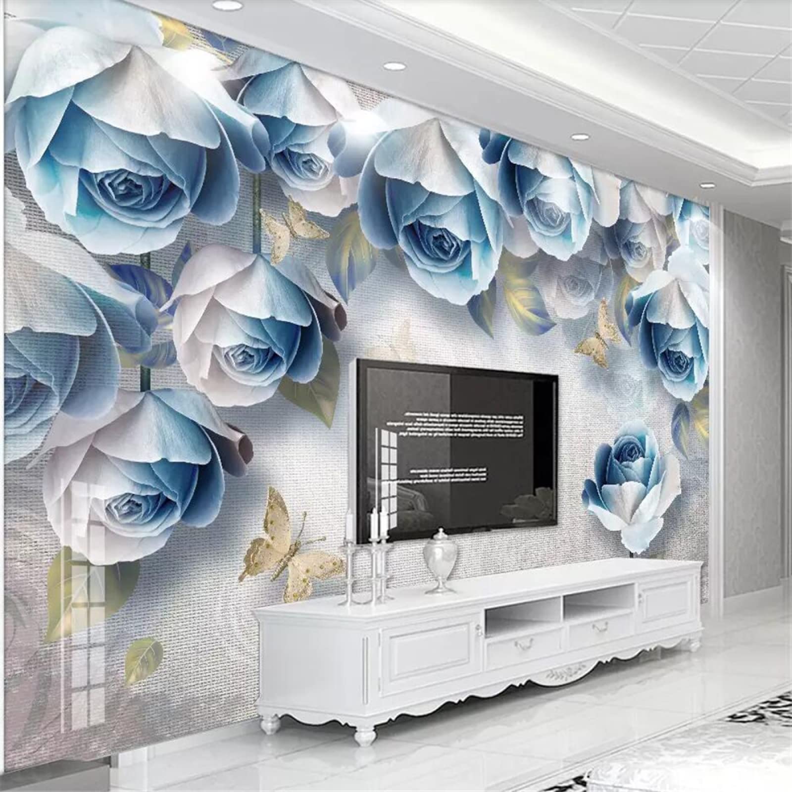 Amazon Hebiquan 3dプリント壁紙レトロローズ三次元レリーフリビングルーム寝室壁画ソファテレビ背景ウォールステッカー家の装飾 壁紙