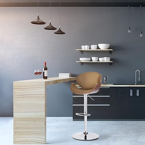 Miniatura 2 de Rayblow Taburete de bar de 32 pulgadas silla de bar de mostrador taburete de pub alto silla de comedor moderna con base elevadoragiratoria y