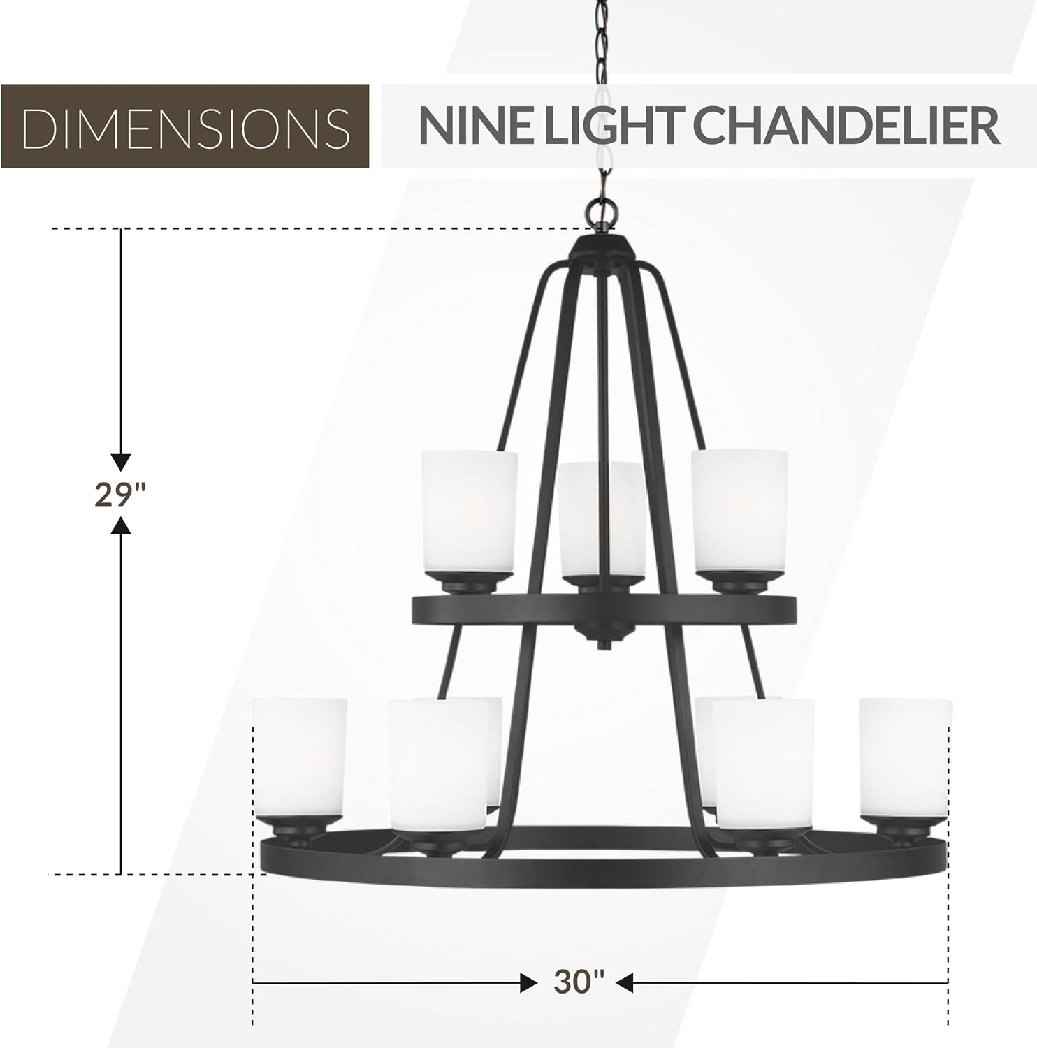 Generation Lighting 9-Light Kemal Traditional Chandelier Midnight Black 3130709-112, Modern Ceiling Light Fixture for Room Decor, Chandelier for Dining Room or Living Room Can Use LED Light Bulbs