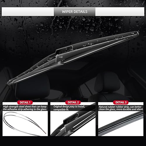 Miniatura 4 de Juego completo de limpiaparabrisas trasero y brazo de repuesto para Nissan Pathfinder 2013-2023