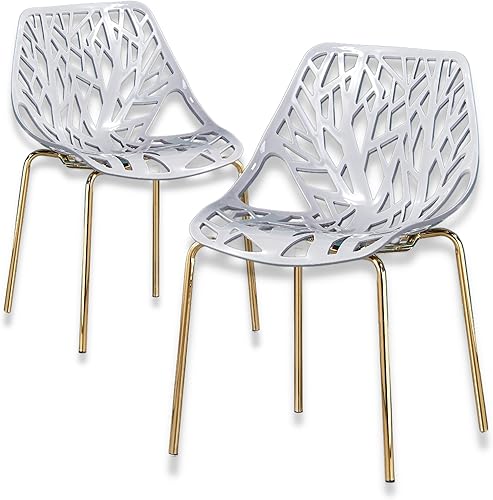 Pozbee Juego de 2 sillas de comedor grises, modernas sillas de estilo arbolado de abedul para comedor, hoteles, restaurantes, interiores y