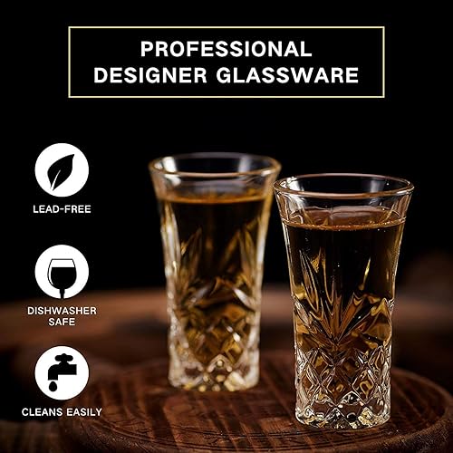 Miniatura 7 de JAIEF Juego de 3 vasos de tequila con base pesada, vasos cordiales de 2 onzas