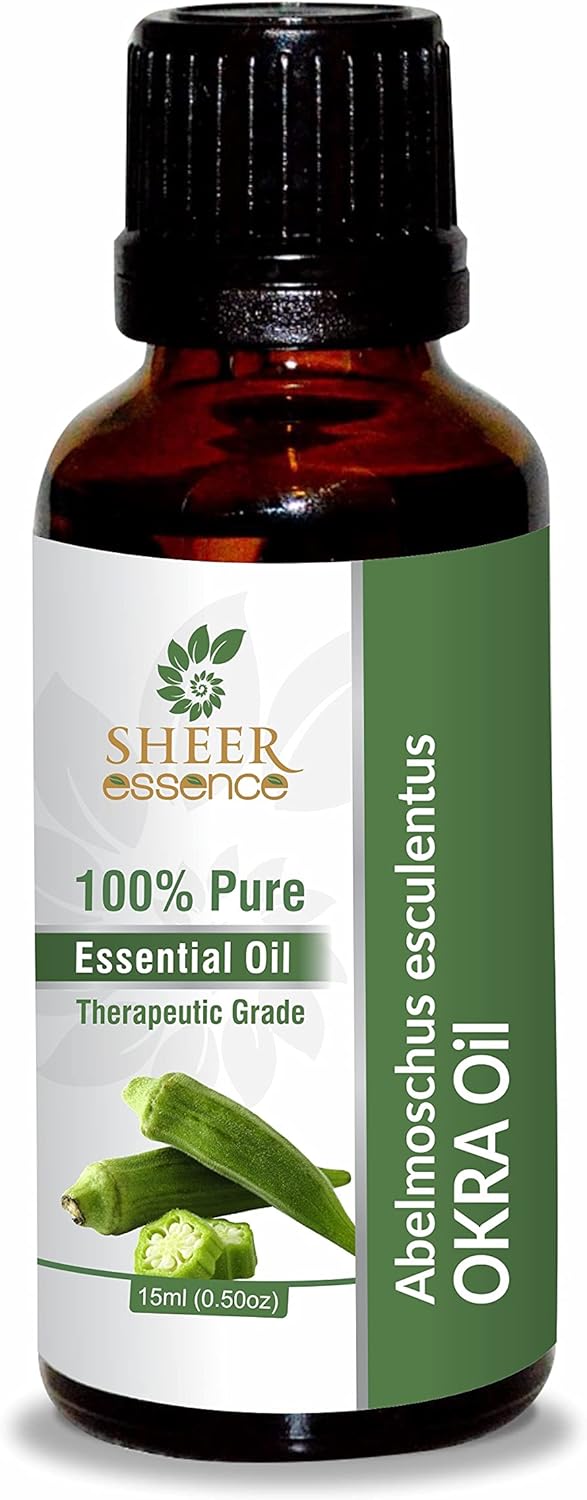 Okra Oil -(Abelmoschus Esculentus)- Essential Oil 100% Pure Natural Undiluted Uncut Therapeutic Grade Oil 3.38 FL.OZ