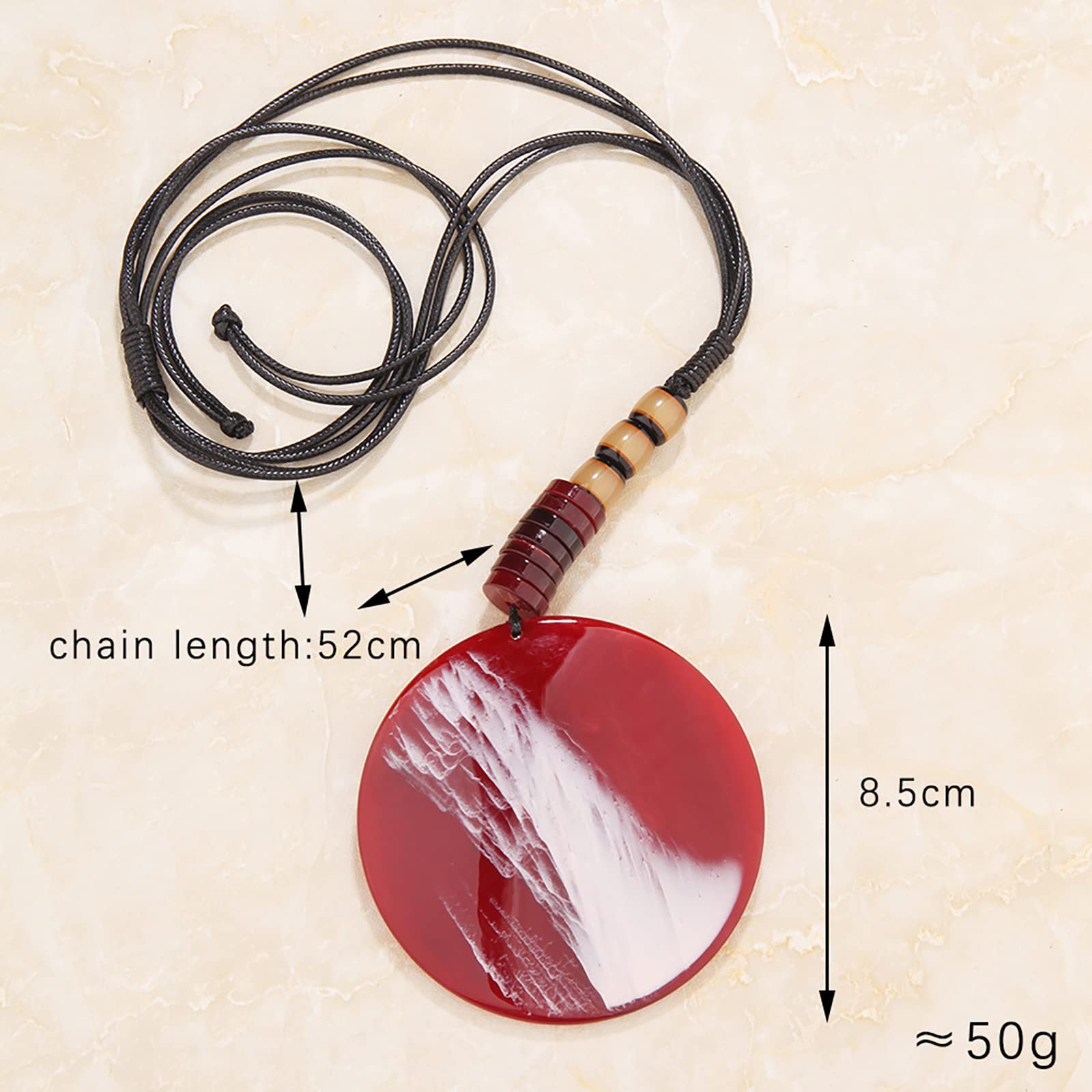ESNY Collana con Ciondolo Grande in Acrilico Tondo Grosso per Donna Collana con Colletto Esagerato in Resina di Pelle Lunga Collana con Colletto da 20,4" Q