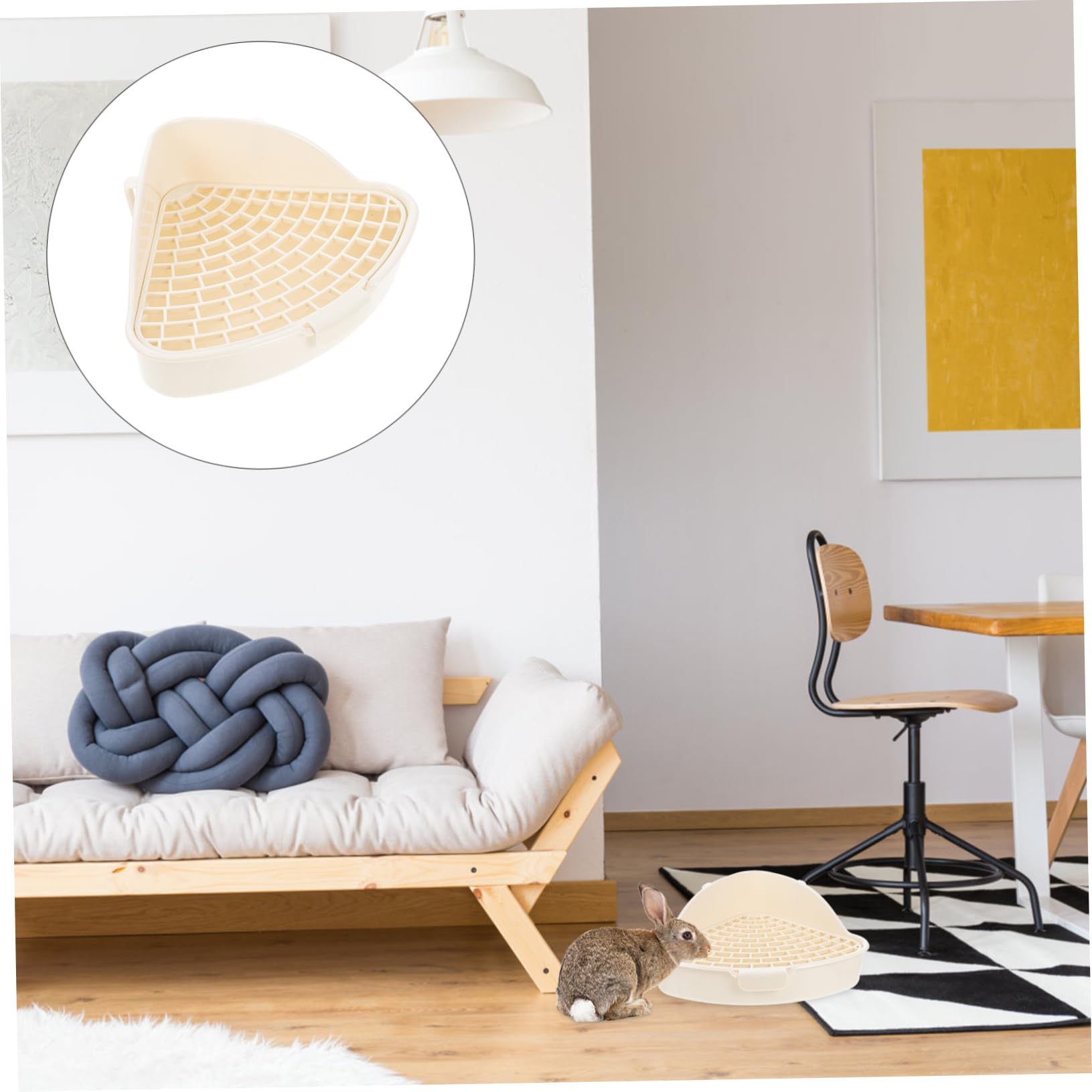 BESPORTBLE 3pezzi Toilette per Conigli e Piccoli Animali Vasino per Addestramento Lettiera Antiscivolo Design per Coniglietti Criceti e Cavia Oatmeal