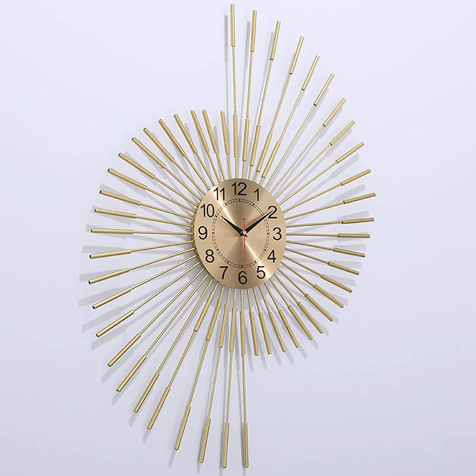 SaryEdge Wall Clock Art Simple Wall Clock 3D Metal Wall Clock Silent Clocks, Large Living Room Bedroom Wall Watches Silent Non Ticking Modern Quartz Clock,Gold,60 * 75Cm Wall Deco,