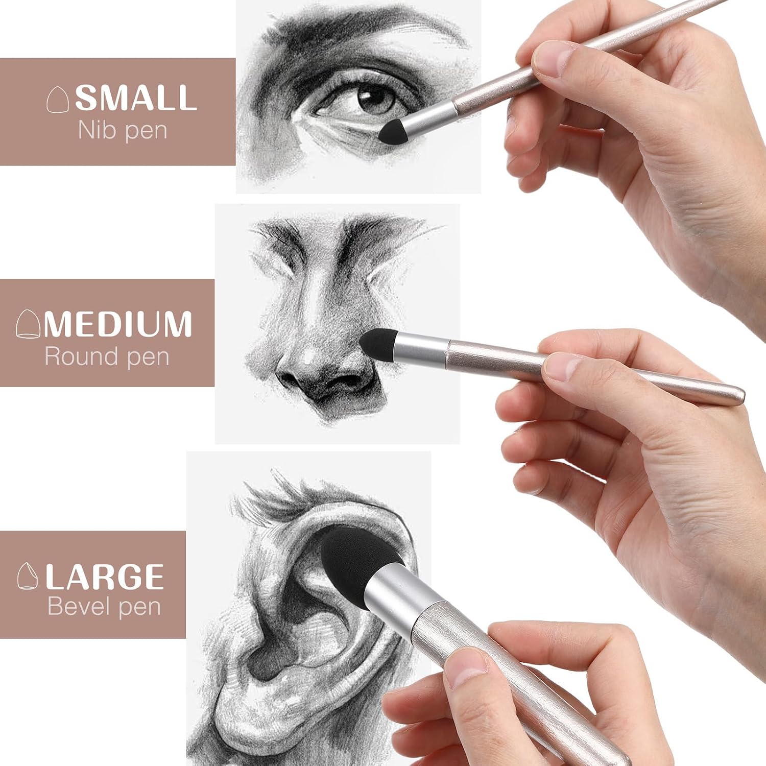 VINTORKY Sketch Blending Sponge Pen Set with Precision Control and Blending Versatility for Artists 6pcs Plastic Drawing Tools for Shading and Sketching Art