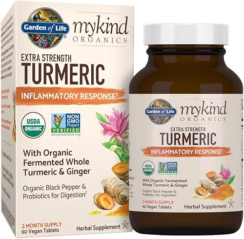 Garden of Life mykind Organics Extra Strength Cúrcuma Inflammatory Response 60 tabletas 100 mg de curcumina 95 curcuminoides pimienta negra