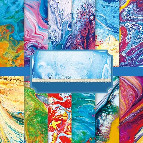 Bloc de papel para álbum de recortes, 24 hojas de papel de cartulina de acuarela con patrón de mármol, 6 x 6 pulgadas, mezcla de papel de color,