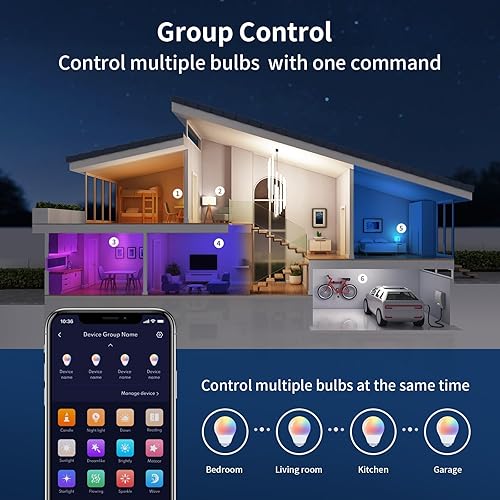 Miniatura 6 de Bombillas LED, bombillas inteligentes compatibles con Alexa y Google Assistant, bombilla que cambia de color, bombillas Bluetooth WiFi, A19 E26, 9W