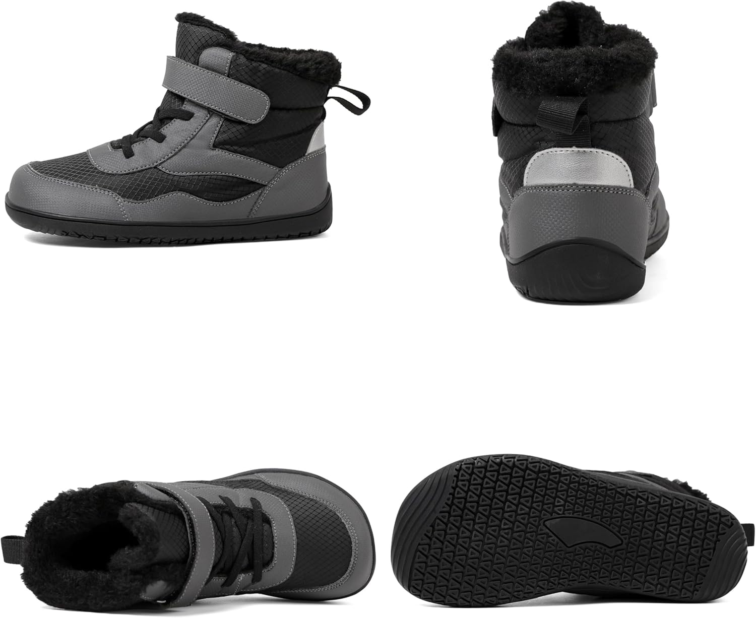 Toddler/Little/Big Kids Barefoot Shoes Girls Boys Winter Wide Toe Box Fur Lined Warm Anti-Slip Minimalist High Top Snow Boots