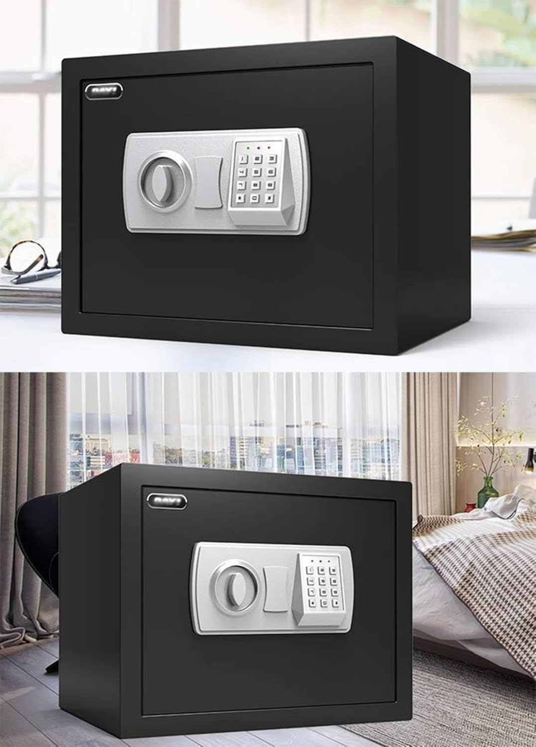 Home Safes - Safe Household Small, Fingerprint Password Safe Deposit Box, Steel Password Safe, Fireproof Waterproof for Home Office Hotel, 31 20 20Cm Hidden Safe