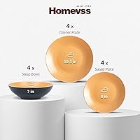 Vista 17 de Colors Life juego de vajilla, exterior negro brillante con interior de color mate